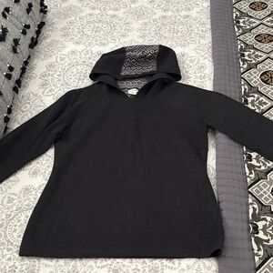 Women's Black Hooded Top